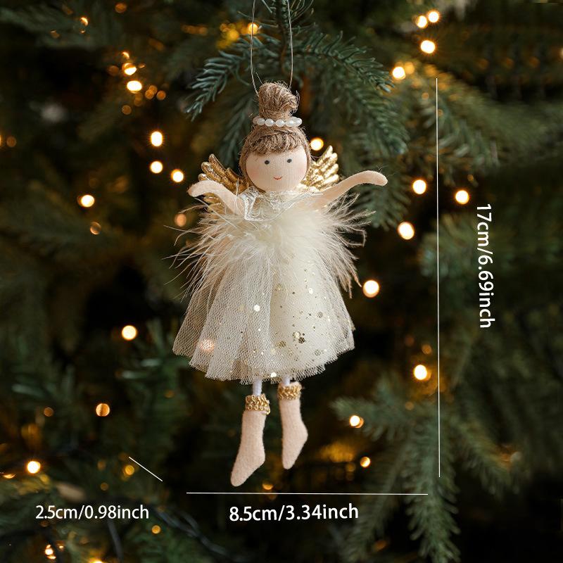 1PC Angel Girl Romantic Christmas Gift Pendant Creativity Plush Doll Decoration Cute Mesh Ornament