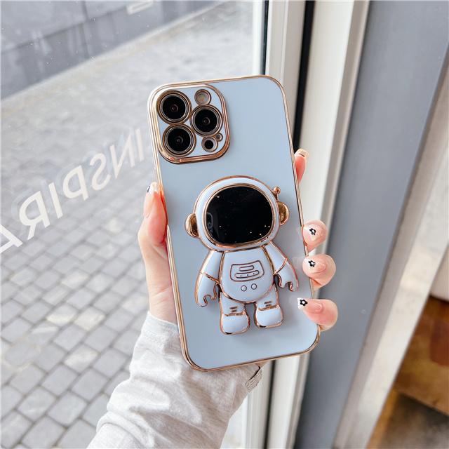 Роскошный складной чехол для телефона с подставкой и астронавтом для iPhone 11 12 Mini 13 14 15 Pro Max X XR XS, покрытие-бампер на 7 8 Plus, чехол-держатель