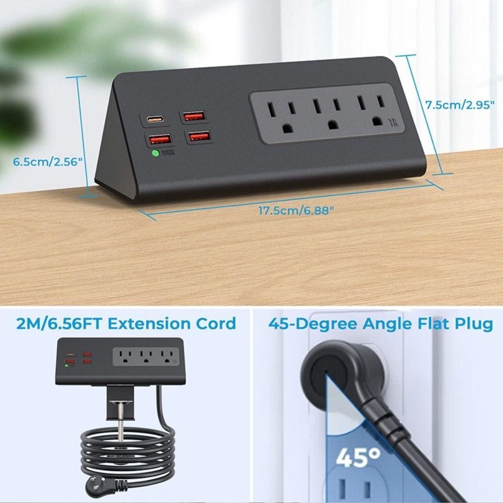 2 Meter Extension Cord Desk Clamp Power Strip PD 20W Power Outlets New Outlet Socket Office Home