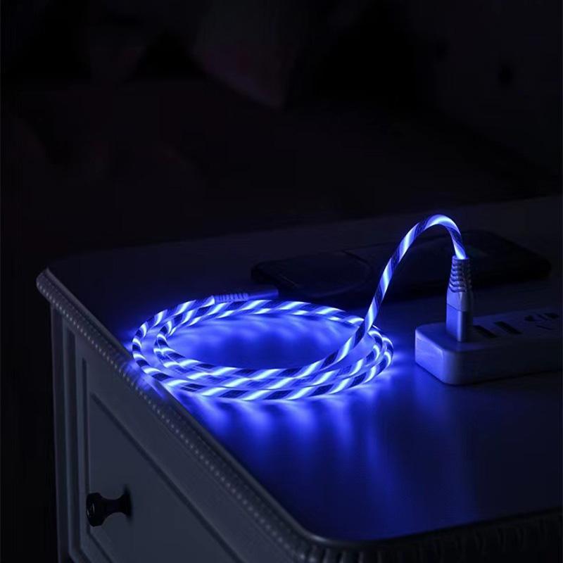 Светящийся USB-кабель 3-в-1, светодиодный кабель для зарядки смартфона, кабель USB-mini USB/C-type/8-pin для быстрой зарядки iPhone, Samsung, XIAOMI ONEPLUS