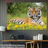 2D plane 1 piece - Horizontal banner fabric with a tiger-striped yellow flower background suitable for home decoration