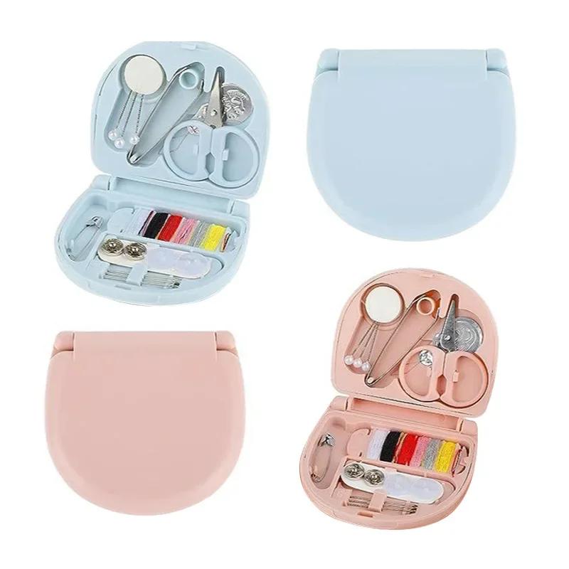 Portable Handheld Sewing Kit, Mini Travel Sewing Machine with Threads, Needles, Buttons for Emergency Clothing Repairs, Home