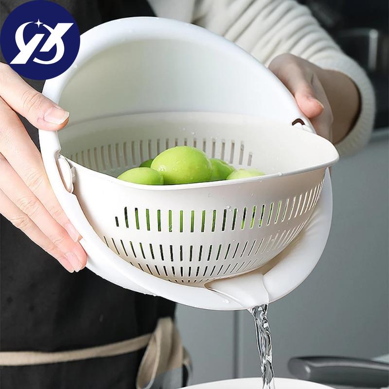 Кухонная корзина с двойным сливом, чаша, корзина для хранения посуды, ситечки, миски, дуршлаг для чистки овощей, инструмент, бытовые приспособления
