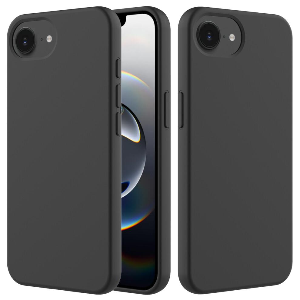 (Black) For iPhone 16e Case Drop Proof Liquid Silicone Soft Lining Back Phone Cover