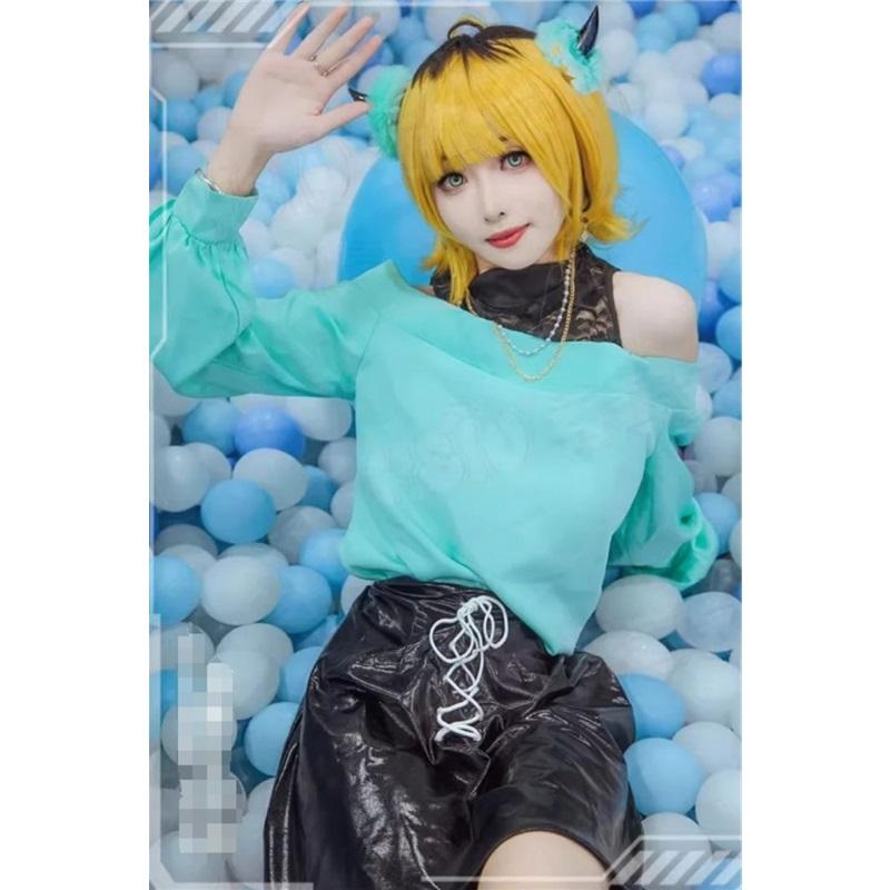 Memu Cho Косплей Костюм Аниме Oshi no Ko Косплей DokiDoki-N Memu Cho парик Женское синее платье Oshi no Ko Плюс Размер Memu Cho