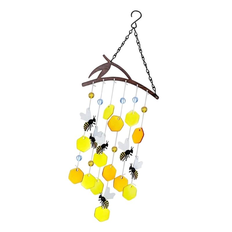 Bees Pattern Wind Chimes Glass Artisanal Craft For Porch Garden Decoration Memorial Accessories Harmonious Outdoors top sale