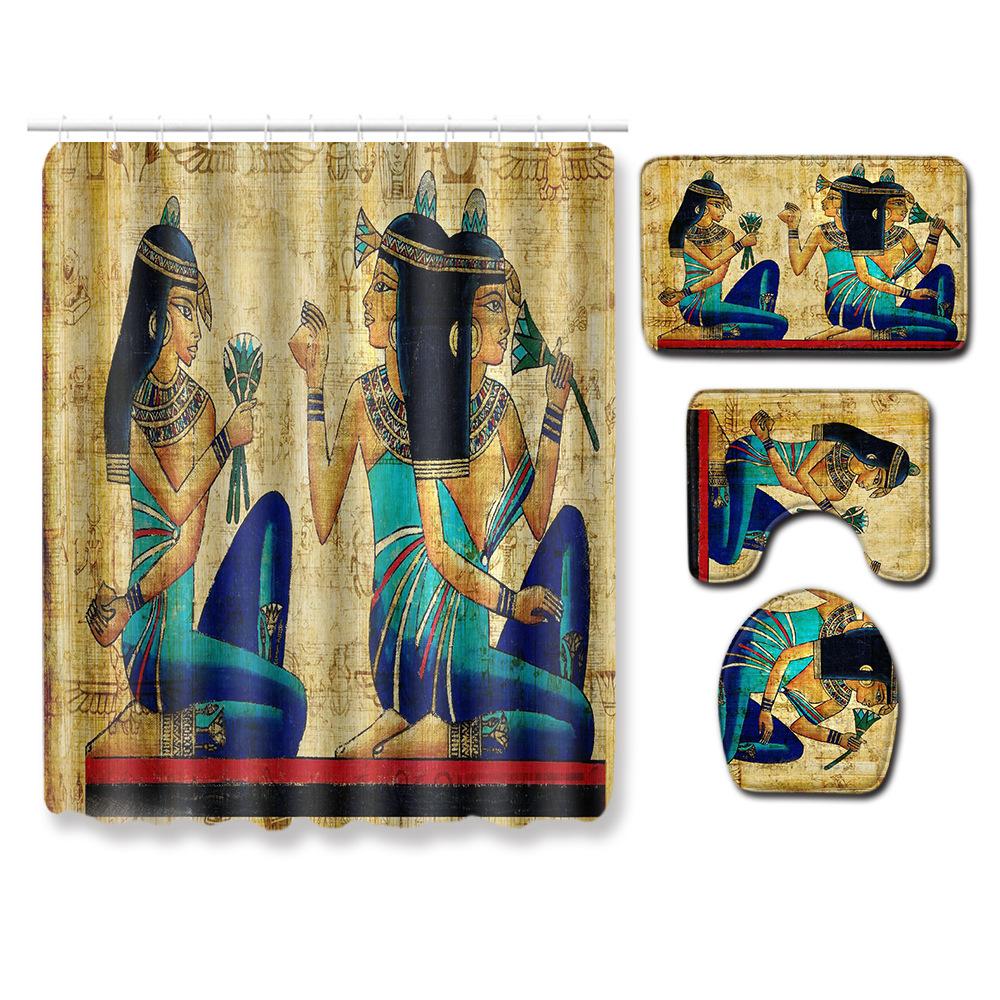 Экзотическая занавеска для душа, коврик для пола в ванной, крышка для унитаза, коврик для ног, узор из четырех частей