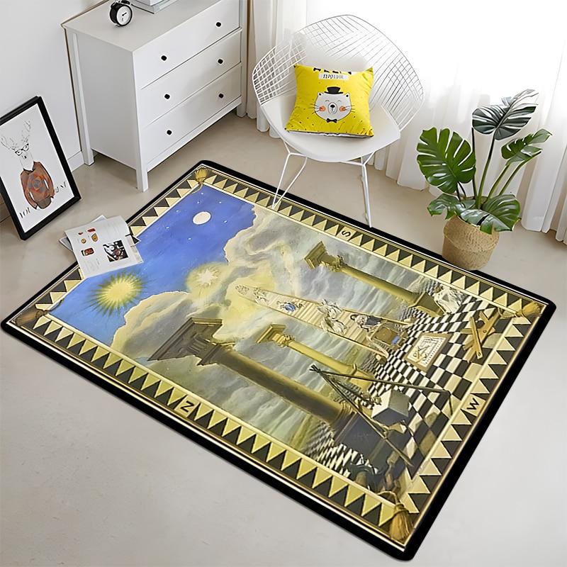 Freemason Masonic Illuminati  Printed Pattern Rug Baby Play Mat Living Room Carpet Decoration Fitness Pet Carpet Tapestry