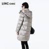 Jinyujie Women's Mid-length Loose Fit Puffer Down Jacket