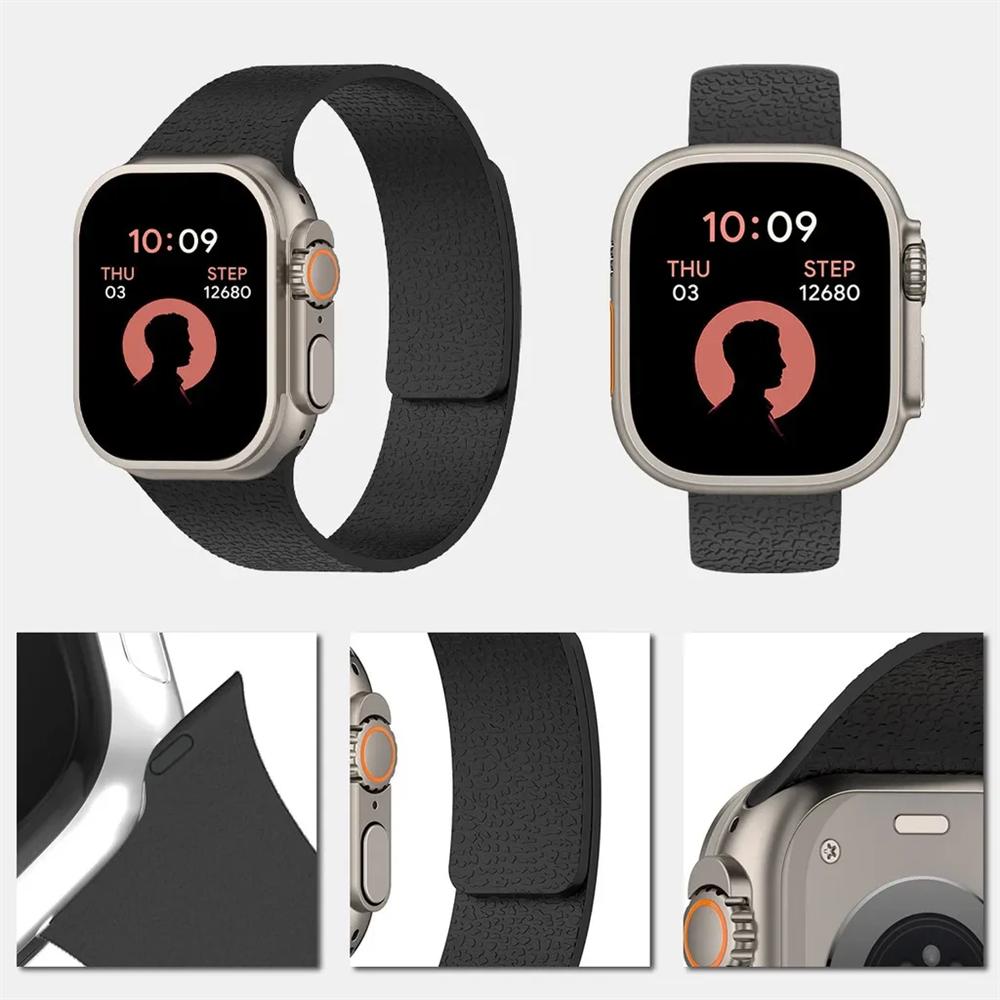 Роскошный магнитный ремешок для Apple Watch S11 S10 49 мм 44 мм 45 мм 46 мм 42 мм 40 мм силиконовый браслет iWatch Ultra 3 2 Series 10 9 8 SE