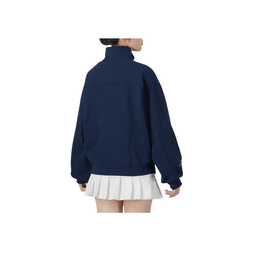 Adidas Letter Embroidery Stand Collar Running Fitness Training Jacket Women Jacket Blue JD3466