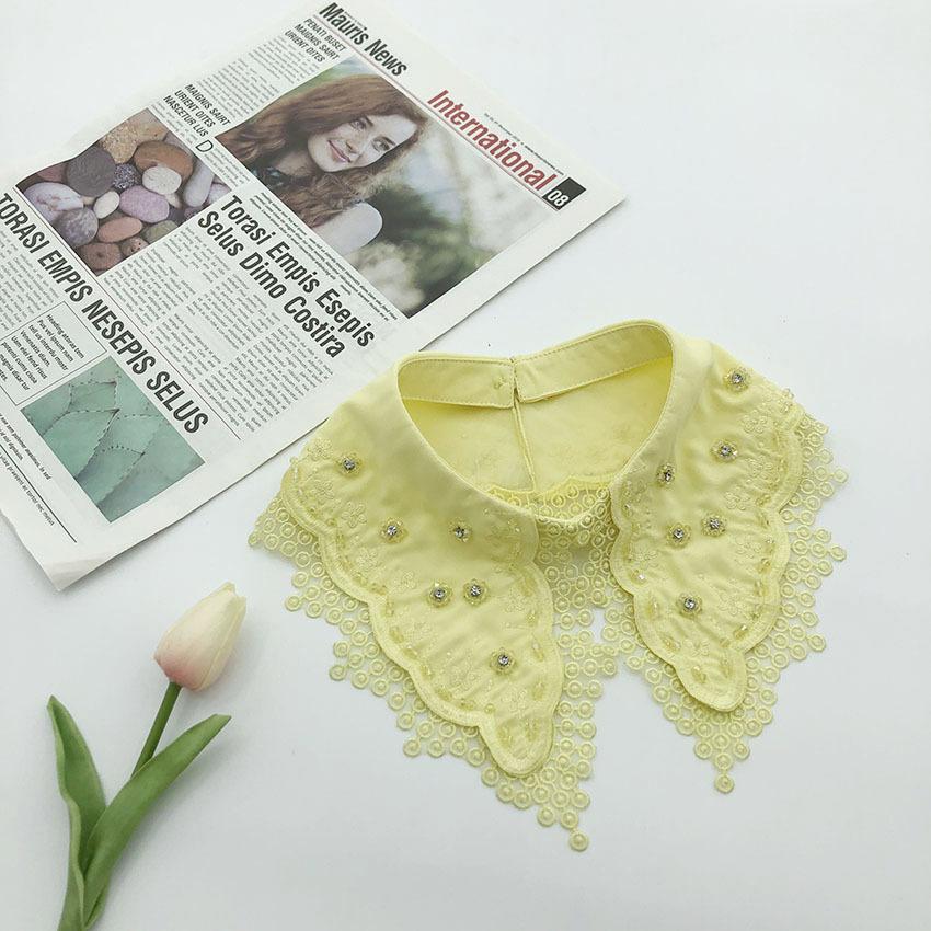 White Fake Collar for Women Shirt Blouse Necklace Candy Color False Collar Handmade Beads Detachable Sweater Collars Decor