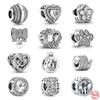 New 925 Sterling Silver Fit Fasion Original Bracelet Shiny Beads Family Pendant Love Heart Amulet Sisters Dangle Charms Jewelry 