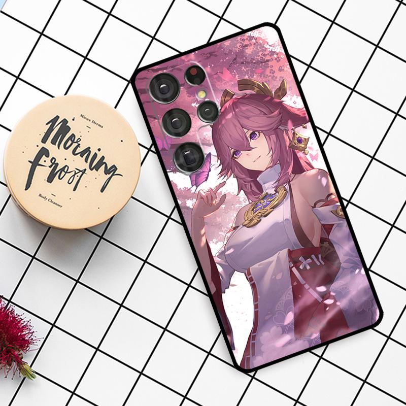 Чехол Genshin Impact Яэ Мико для Samsung Galaxy S21 S22 S23 S24 S25 Ultra S9 S10 S25 Plus S25 FE S20 FE Чехол для телефона