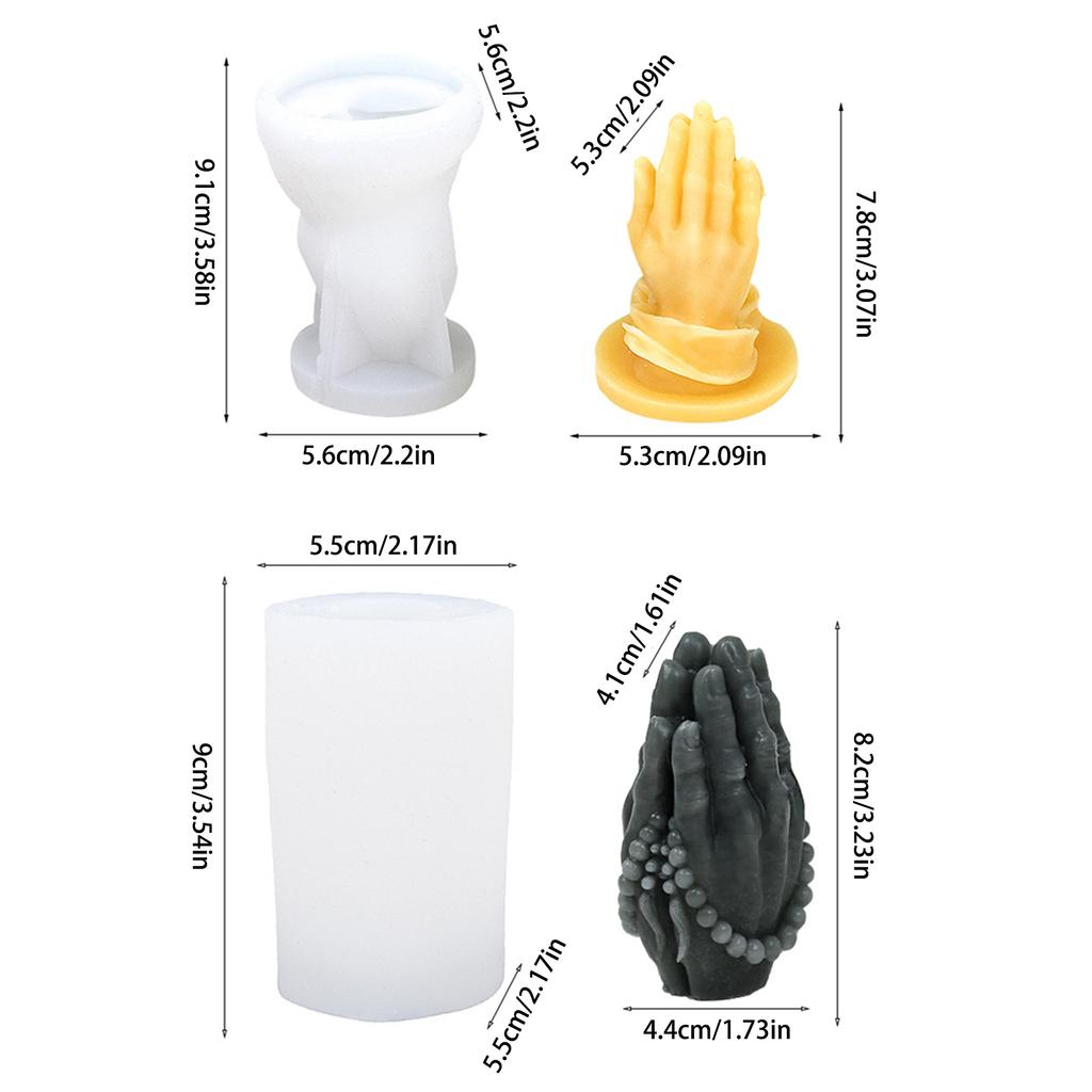 Buddhas Beads Hand Silicone Mould Hands Folded Candle Resin Mold Handmade Scented Candle Epoxy Molds for DIY Home Decor