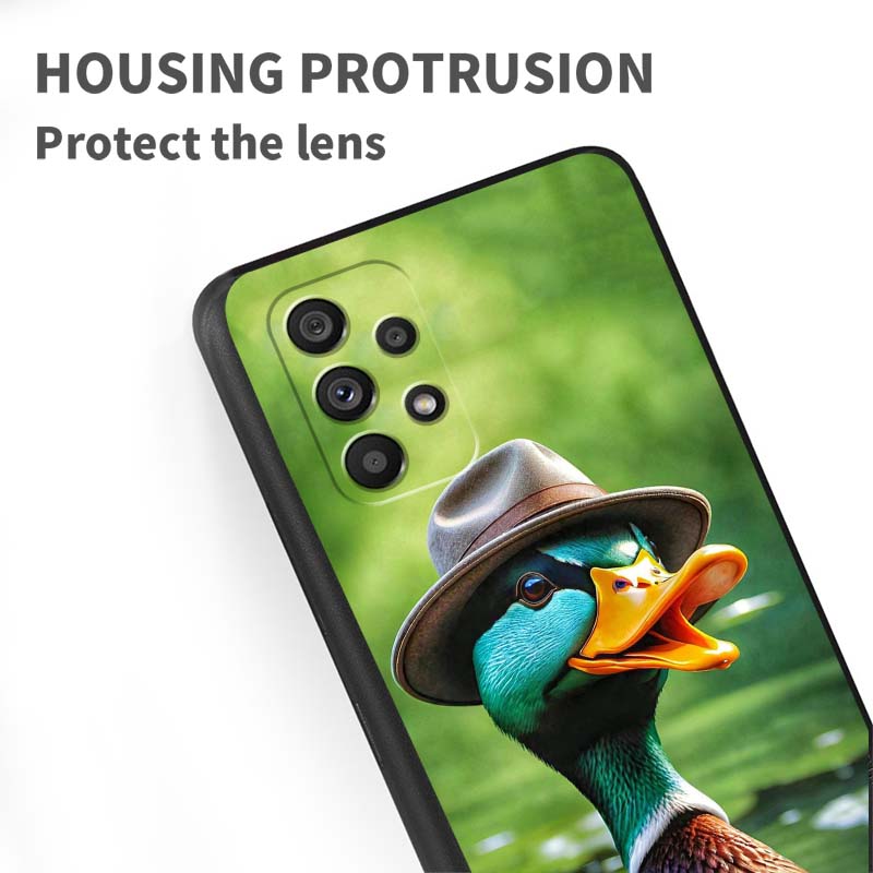 Мультяшный аниме-утенок Для Samsung A73 A72 A71 A55 A54 A53 A52 A51 A13 A22 A16 A15 A12 A14 A26 A07 5G Черный чехол для телефона