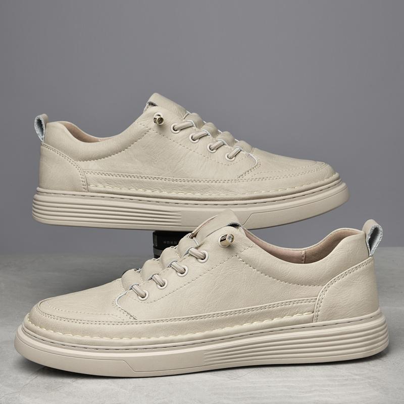 Весенние мужские кроссовки из натуральной кожи, мужская повседневная обувь, высококачественная мужская удобная обувь для скейтбординга, мужская обувь на шнуровке для отдыха на открытом воздухе