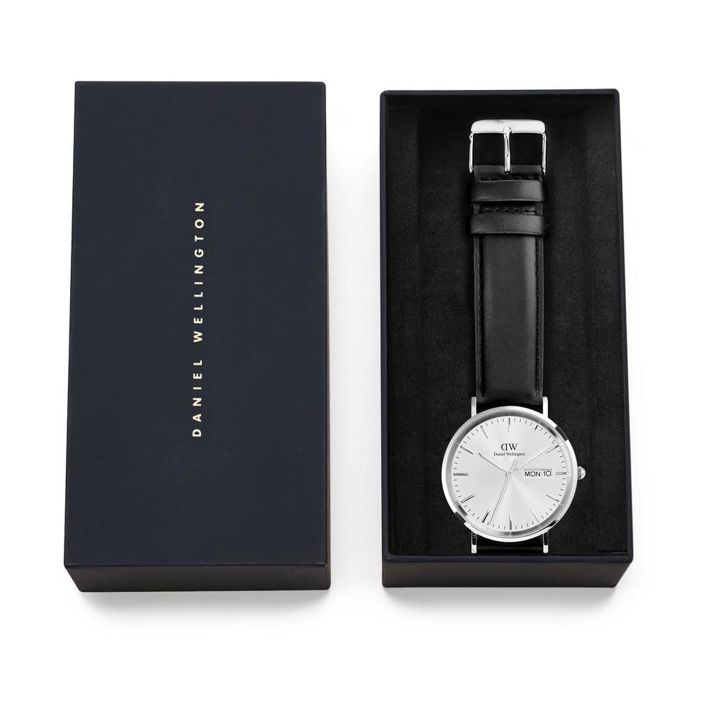 Danielwellingteon Classic Day Display Sheffield Silver Leather Watch