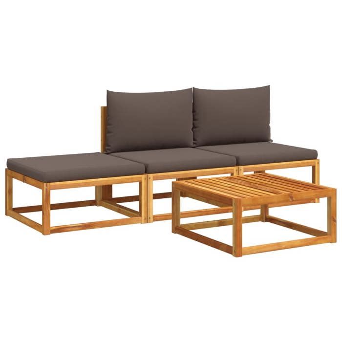VidaXL Ensemble de canapés de jardin 4 pièces avec coussins en bois d'acacia et rotin 3278912
