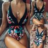 Women's Plunging Neckline High Waist  Print Open Back  Swimsuit