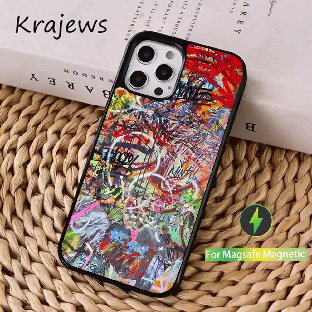 Крутая вещь Чехол для телефона с граффити-артом Для iPhone 16,15,14,13,12,11,Pro,Max,Plus,Mini, Magsafe,Магнитный чехол для беспроводной зарядки