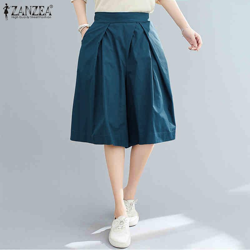 ZANZEA Женские летние однотонные свободные повседневные широкие брюки пятого цвета