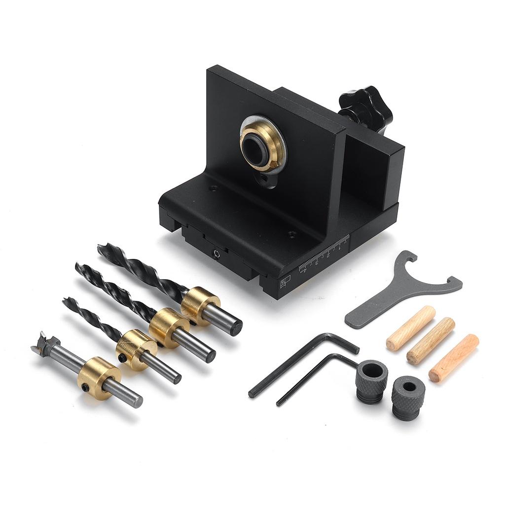 F75570 Регулируемый дюбельный кондуктор Деревообрабатывающий кондуктор для карманных отверстий со сверлами 6/8/10/15 мм для направляющей для сверления, локатора, пуансона, инструменты 3 в 1