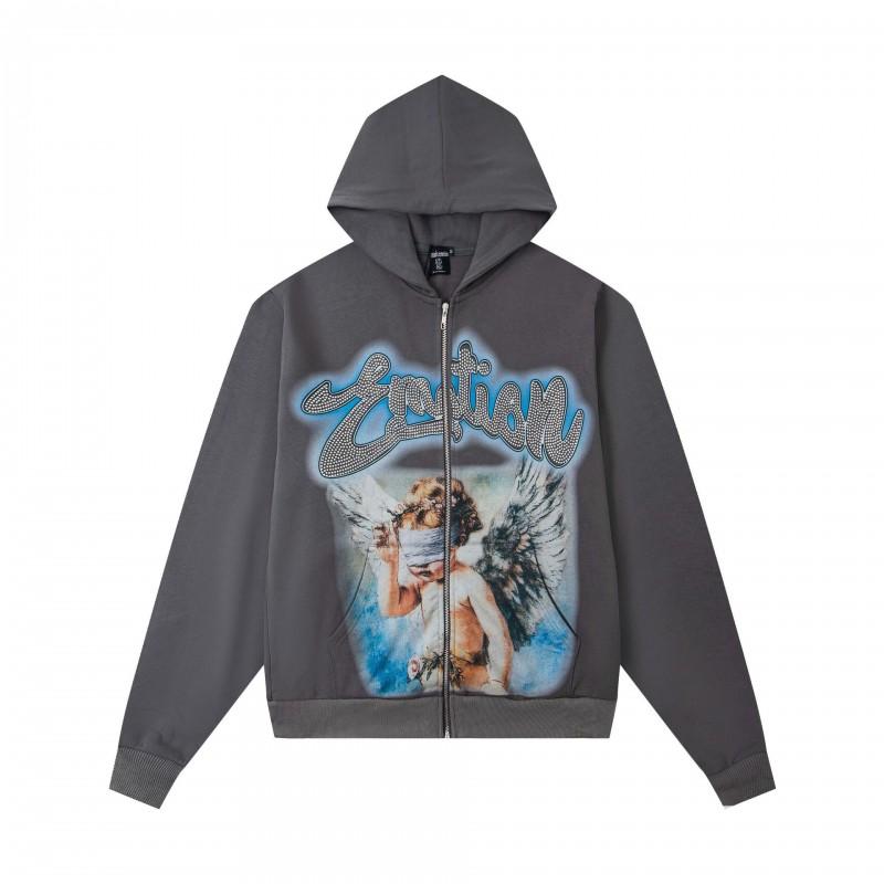 American Street Hip Hop Hoodie Teens Loose Fit Cotton Blend Casual Wear