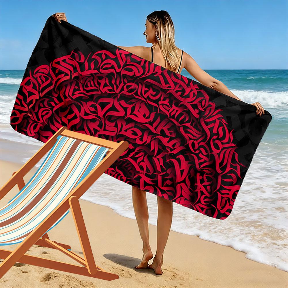 Abstract Red and Black Pattern A must-have beach towel for beach travel