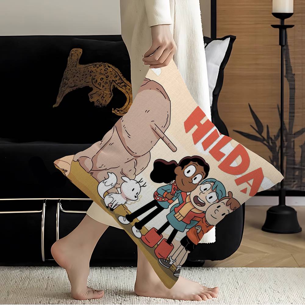 HHilda Cartoon Girl Pillowcase Toon Gift Cushion Cover Bedroom Home Sofa Chair Seat Decor Pillow Case