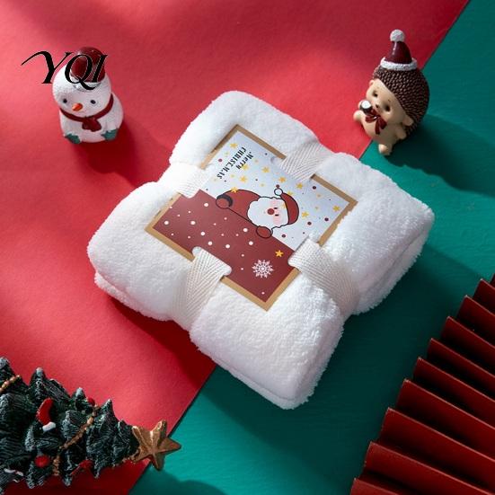 Xmas Gift Box Sets Christmas Towel, Soft Coral Fleece Decorative Red/Green/White Hand Towel for Washcloths Holiday Bathroom and Kitchen Decor,