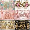 Декорации для фона 60 лет Золотые Розовые Шары Блестящий Фон Баннер Украшения для Вечеринки по Случаю 60-летия Фотобутафория