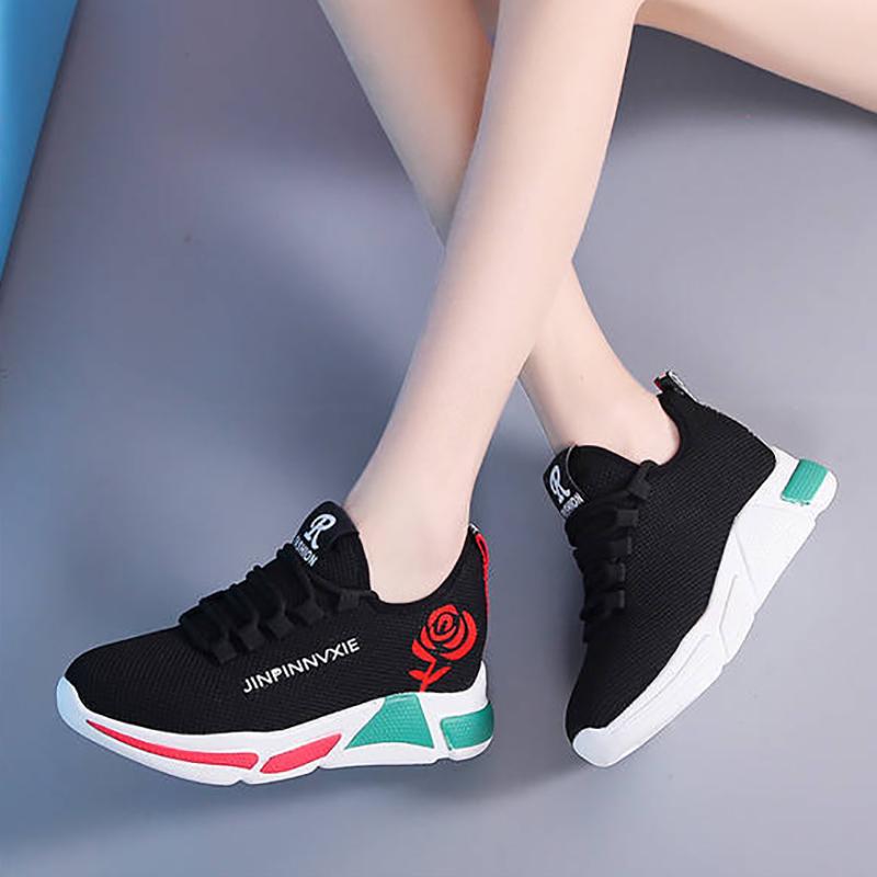 Осенняя женская спортивная обувь в новом стиле с сетчатым принтом, дышащие повседневные женские кроссовки на толстой подошве