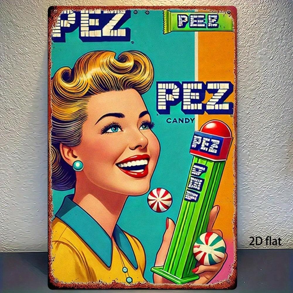 Ретро жестяная вывеска Pez Candy 8x12 дюймов Металлическое настенное искусство Декор для домашнего бара Кафе