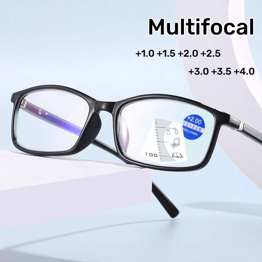 Прогрессивные мультифокальные очки для чтения для мужчин и женщин, анти-синий свет, очки для ближнего и дальнего зрения, пресбиопия