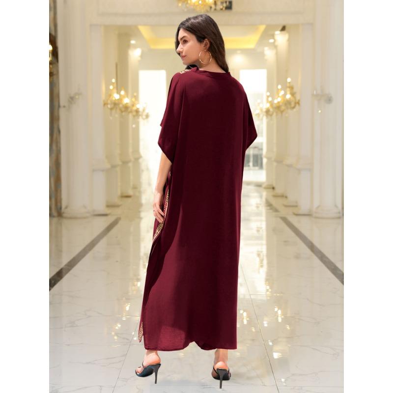 Женская мода лето весна цветочный узор принт рукава 1/2 V-образный вырез свободная талия повседневные платья