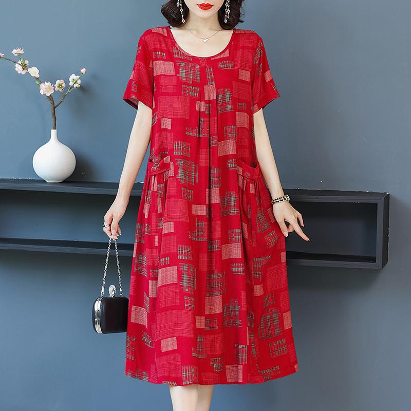 Летнее женское платье больших размеров, винтажное женское свободное платье с коротким рукавом и принтом, повседневные платья с цветочным принтом