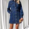 IHUASU Весна Осень Модный Повседневный Тонкий Длинный Рукав Джинсовое Платье Для Женщин