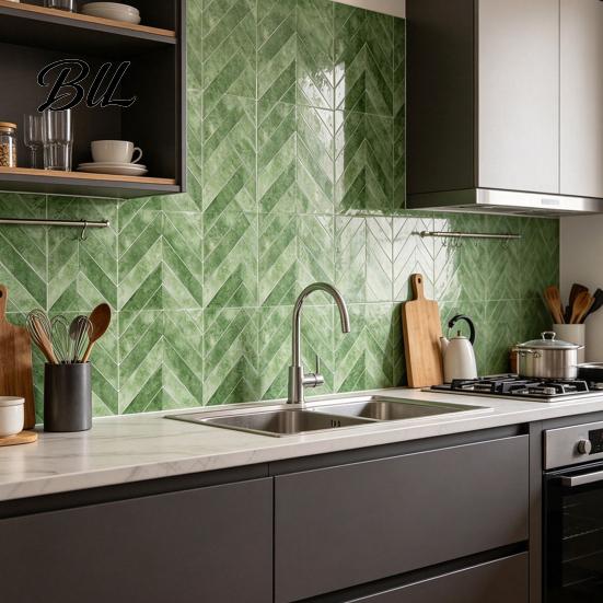 Kitchen Backsplash Sticker 2 Pcs Wall Tile Stickers, Peel And Stick Backsplash, Self Adhesive Oil-proof Waterproof Decals for Kitchen, Bathroom,