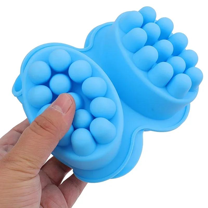 4 -Cavities Silicone Massage Soap Mold Oval Candy Making Mould Caking Baking Tray Muffin Cups