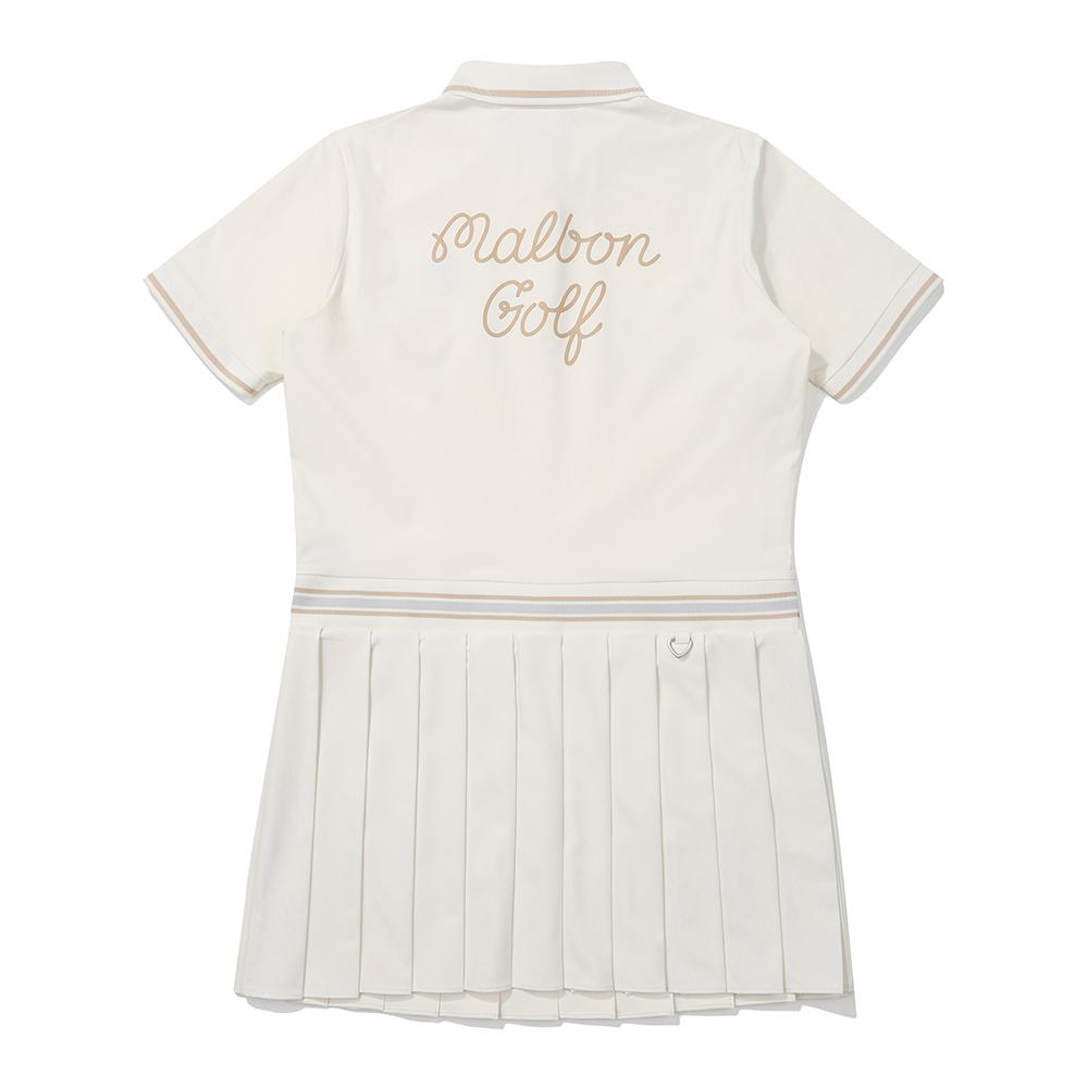 MALBON GOLF Open Collar Pleated Dress Cream (Woman)