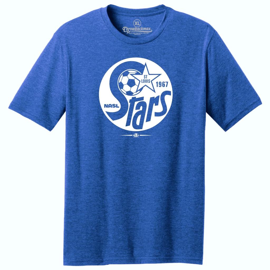 Улица. Футболка Louis Stars 1967 Логотип NASL Футбол TRI-BLEND Королевский Хизер