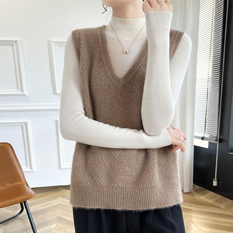 Женский кашемировый жилет Qinghe Cashmere 30% кашемир 70% шерсть осенне-зимний кашемировый жилет мягкий и теплый