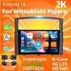 Android 14 Carplay Auto Для Mitsubishi pajero 2006 - 2014 Автомагнитола Мультимедийная стереосистема Навигация 2Din Камера 360 Голосовое управление ИИ