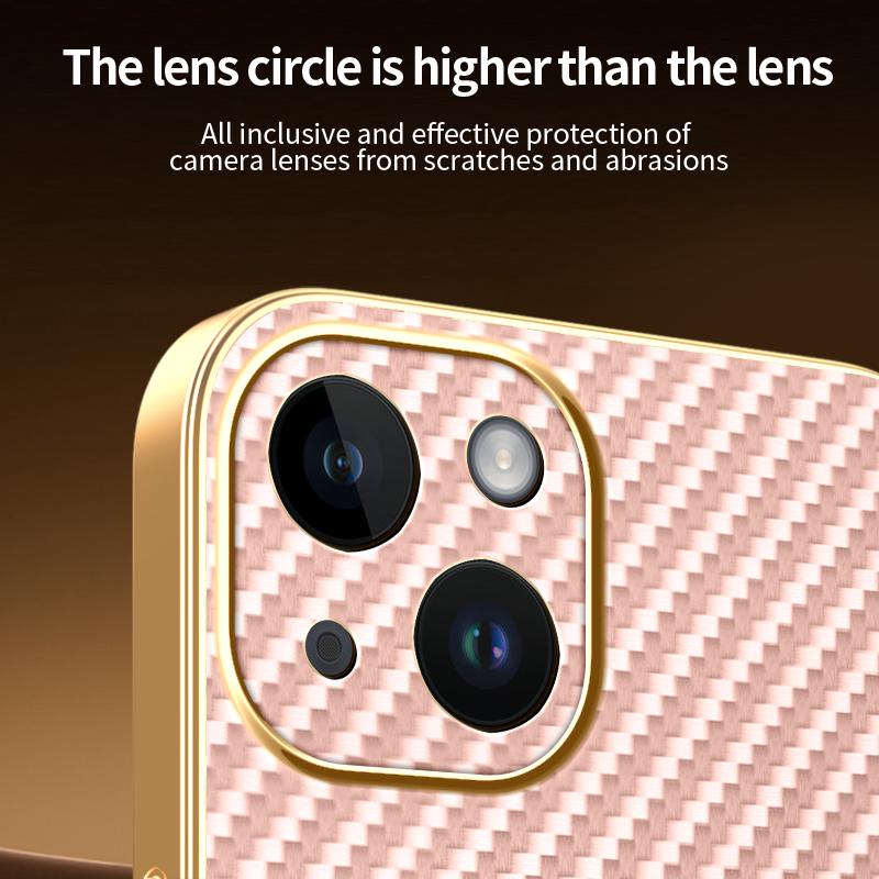 For iPhone 14 Phone Case Carbon Fiber Textured Electroplated TPU Back Cover