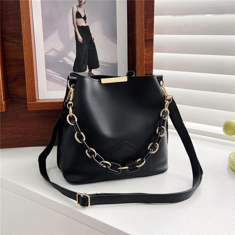 Chic Khaki Green Blue Black Yellow Brown Pu Material Women's Bucket Bag For Spring
