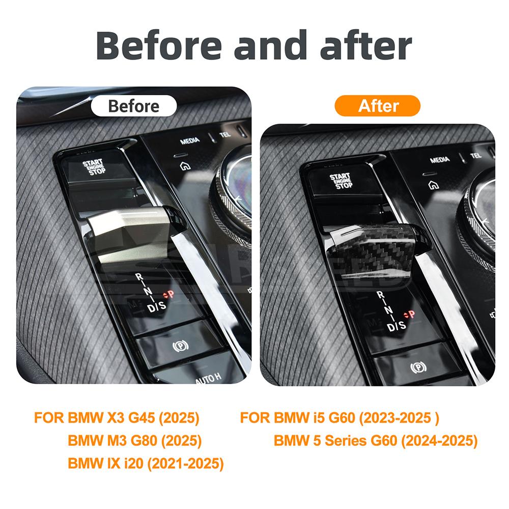 Real Dry Carbon Fiber Gear Shift Collar for BMW X3 G45 M3 G80 2025 IX i20 2021-2025 i5 G60 5 Series G60 2024 2025 LHD