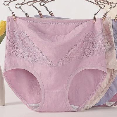 Удобные кружевные хлопковые трусы с высокой талией для женщин — большие размеры, дышащие, идеально подходят для людей среднего и пожилого возраста