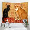 Cute Cat Tapestry Hippie Starry Night Tapestry Fantasy Kitten Playing With Butterfly Nebula Galaxy Artwork Galaxy Space