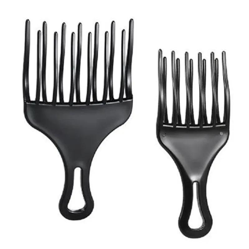 1 шт. Профессиональная расческа с крупными и мелкими зубьями для афро-волос, гребень-вилка, пластиковая расческа для кудрей, антистатический инструмент для укладки волос